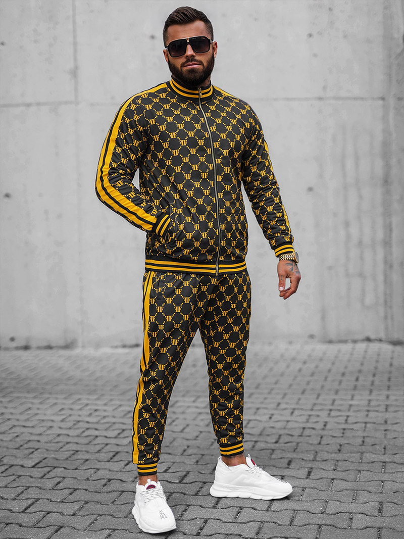 Komplet dresowy męski czarno-żółty OZONEE O/12136