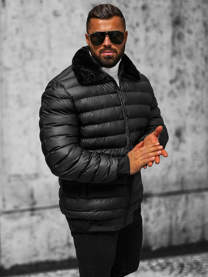 Kurtka męska pikowana czarna OZONEE JS/31M5012