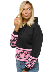Bluza z kapturem damska czarna OZONEE JS/KSW2034