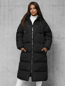 Kurtka zimowa damska długa pikowana czarna OZONEE JS/5M3163/392Z
