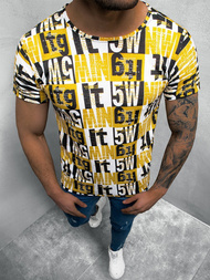 T-shirt męski z nadrukiem żółto-czarny OZONEE O/BL66