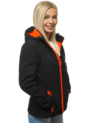 Kurtka softshell damska z kapturem czarno-pomarańczowa OZONEE JS/HH018/1/48
