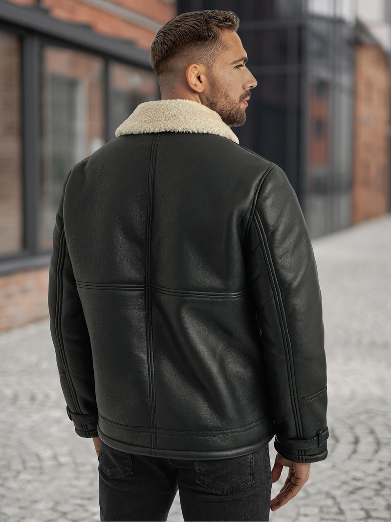 Kurtka skórzana męska czarna OZONEE JS/11Z8271