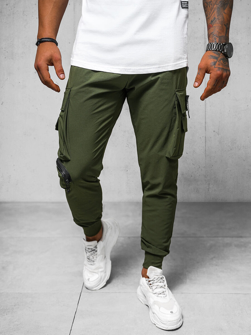 Spodnie męskie chino joggery khaki OZONEE O/PS5520