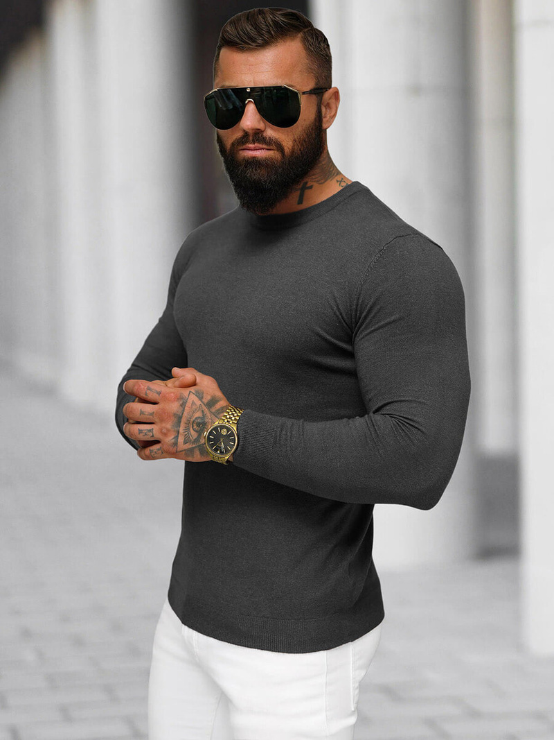 Sweter męski grafitowy OZONEE NB/MMB602/3Z