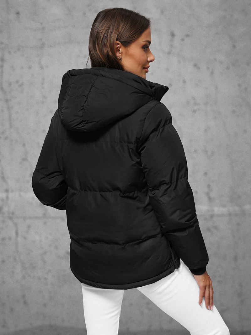 Kurtka zimowa damska pikowana czarna OZONEE JS/5M3169/392