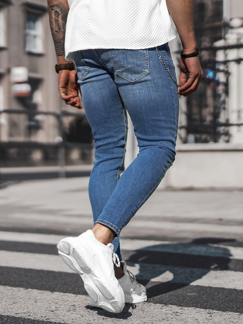 Spodnie jeansowe męskie niebieskie OZONEE DP/0058