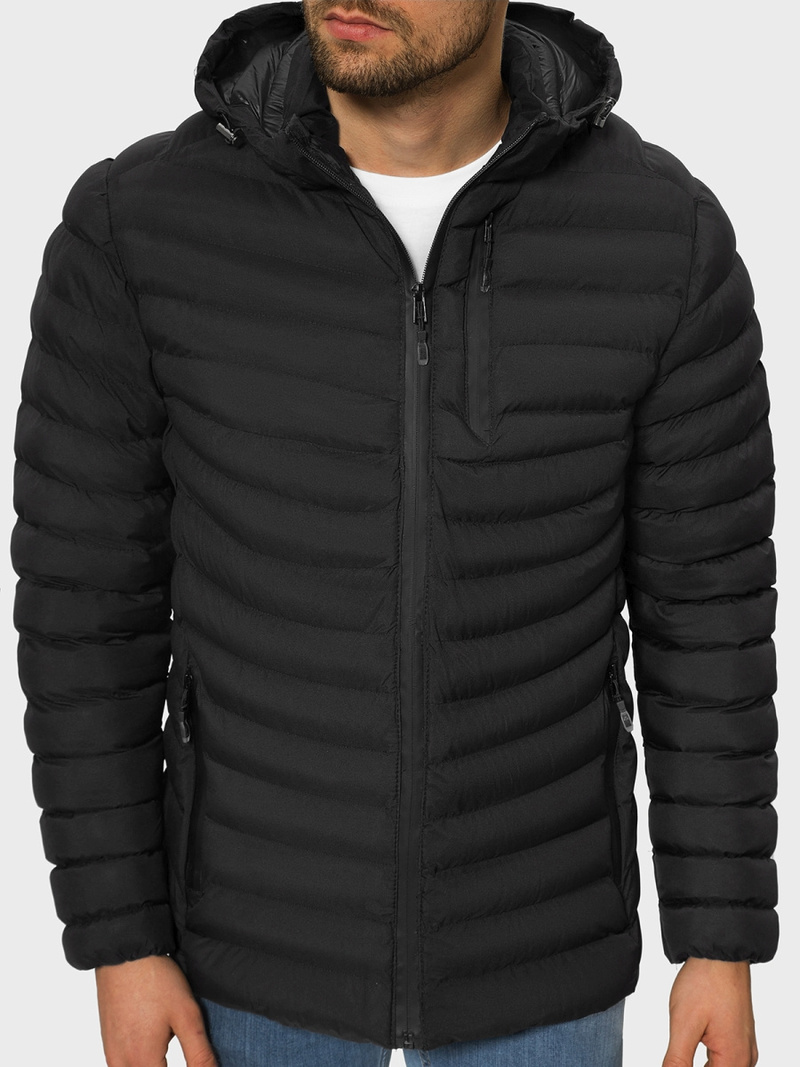 Kurtka zimowa męska pikowana czarna OZONEE JS/M13057/392