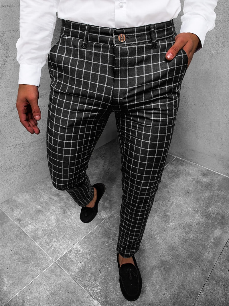 Spodnie męskie chino materiałowe czarne OZONEE DJ/5510