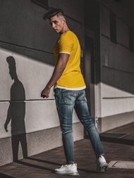 Spodnie jeansowe joggery męskie niebieskie OZONEE O/B4925