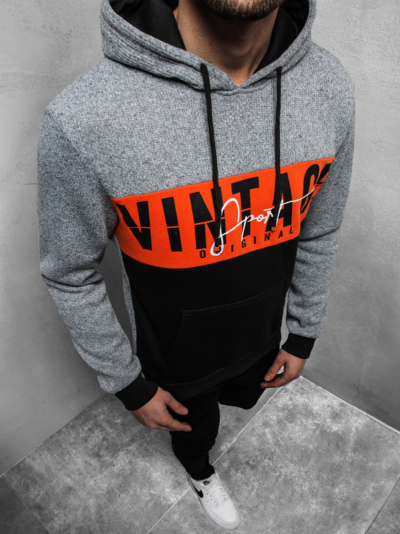 Bluza z kapturem męska szara OZONEE JS/KS1911Z