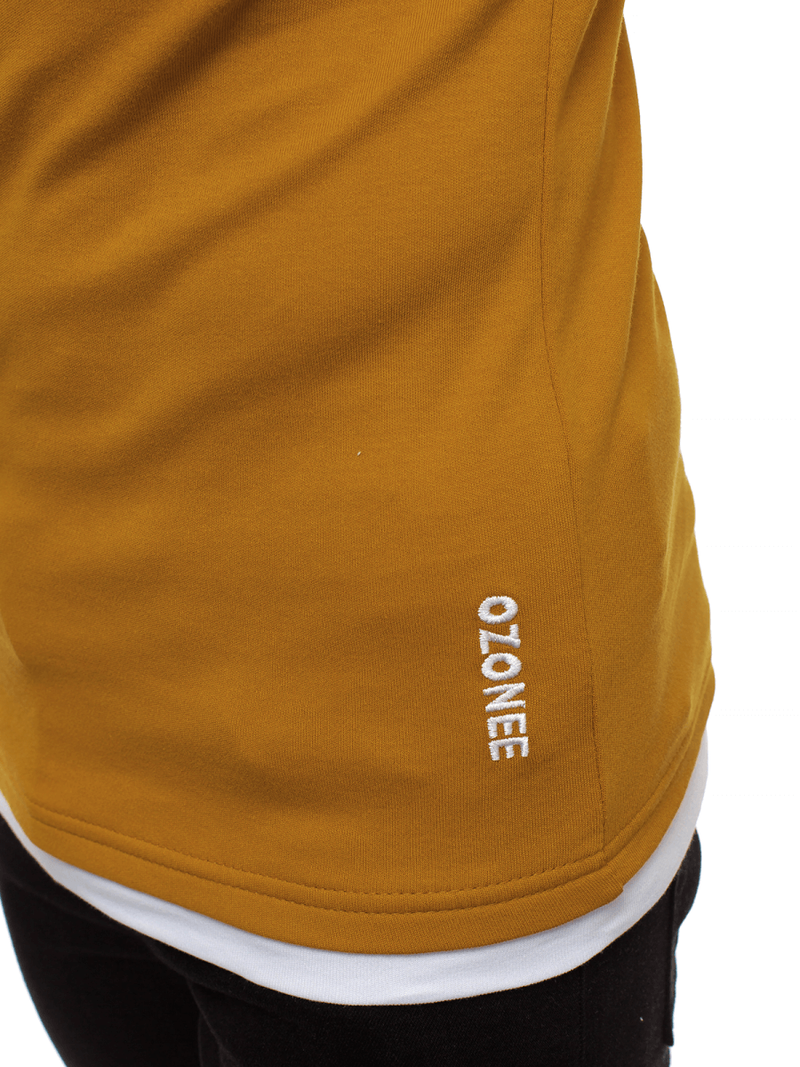 T-Shirt z kapturem męski camelowy OZONEE O/1273Z