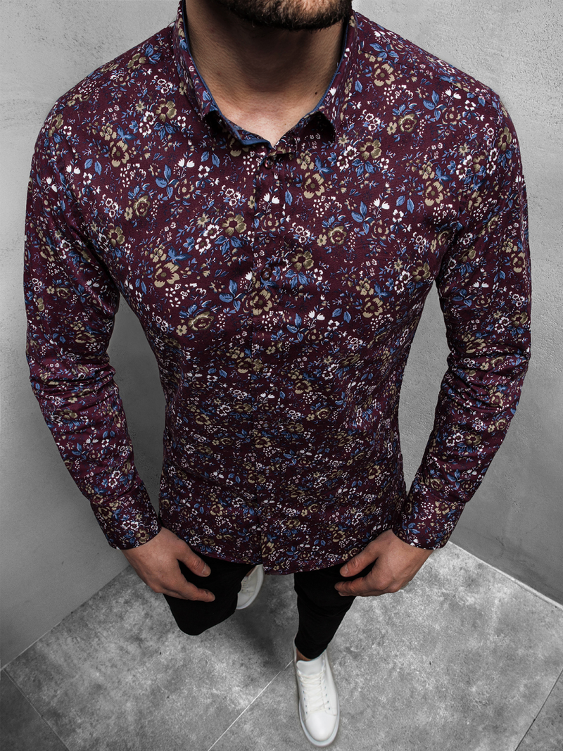 Koszula męska w kwiaty OZONEE EP/K09Z