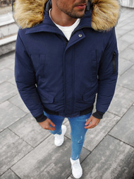 Kurtka zimowa męska z futerkiem granatowa OZONEE JS/M2019/215