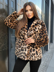 Жіноча куртка бежево-коричнева  OZONEE JS/61M8500/158Z