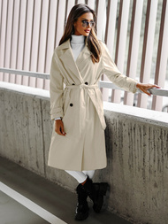 Płaszcz damski skórzany jasno-beżowy OZONEE JS/11Z8100