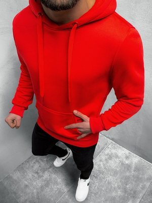 Bluza męska z kapturem kangurka czerwona OZONEE JS/Y10108