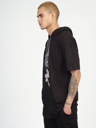 T-Shirt z kapturem męski czarny OZONEE MR/21553