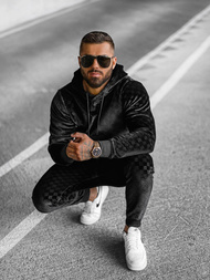 Komplet dresowy męski welurowy czarny OZONEE O/3A82Z