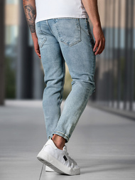 Spodnie jeansowe męskie slim fit niebieskie OZONEE O/0526