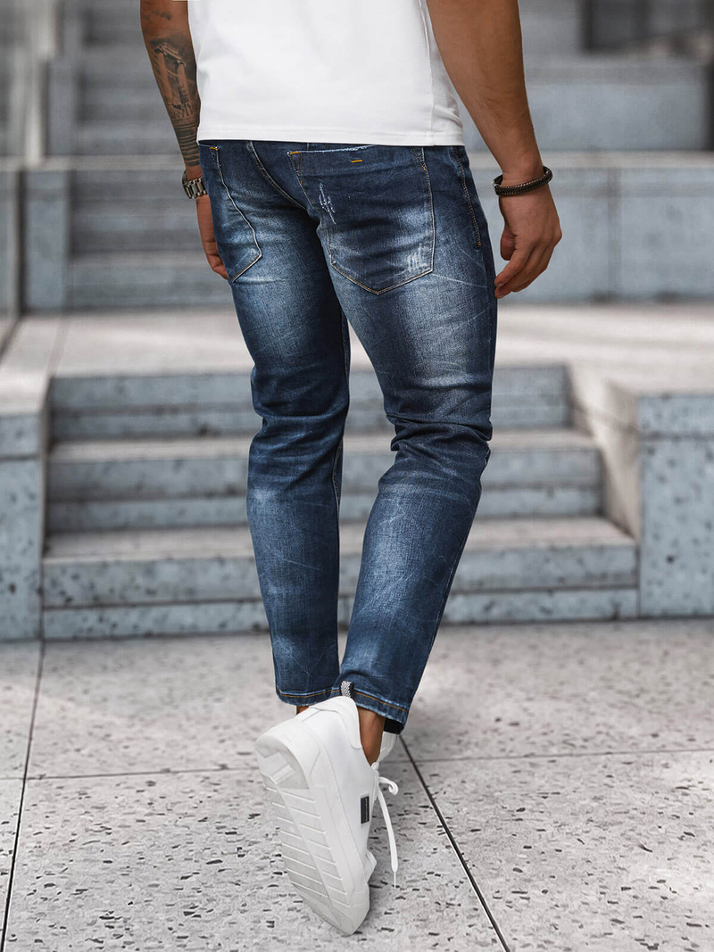 Spodnie jeansowe męskie ciemno-niebieskie OZONEE NB/MP0017BS