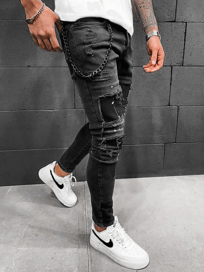 Spodnie jeansowe męskie czarne OZONEE O/B5900