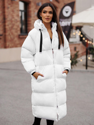 Kurtka zimowa damska długa pikowana biała OZONEE JS/5M3163/281Z