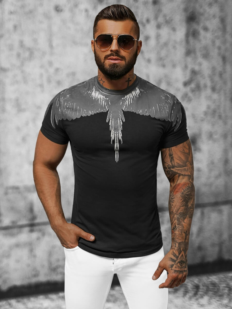 T-shirt męski slim fit czarny OZONEE NB/MT3022