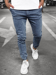 Spodnie jeansowe joggery męskie niebieskie OZONEE DJ/5820