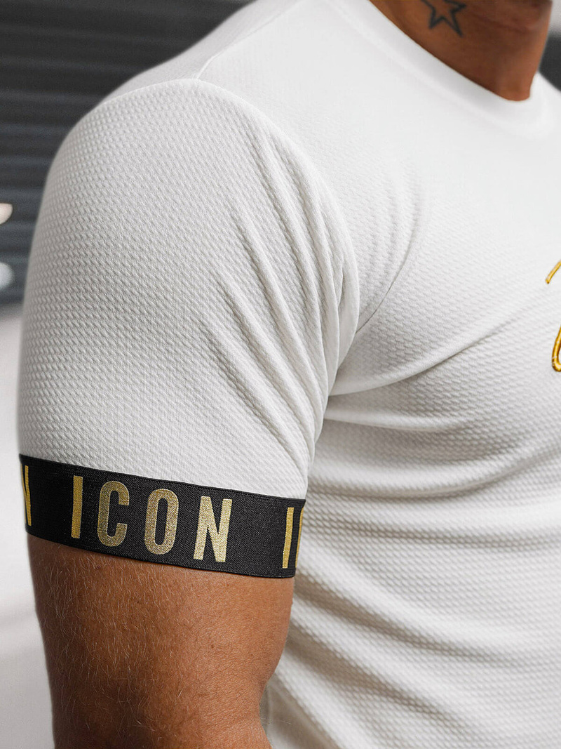 Футболка чоловіча білий і золотий OZONEE O/T7578