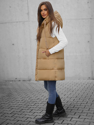 Стьобаний жіночий жилет Бежева OZONEE O/81266Z