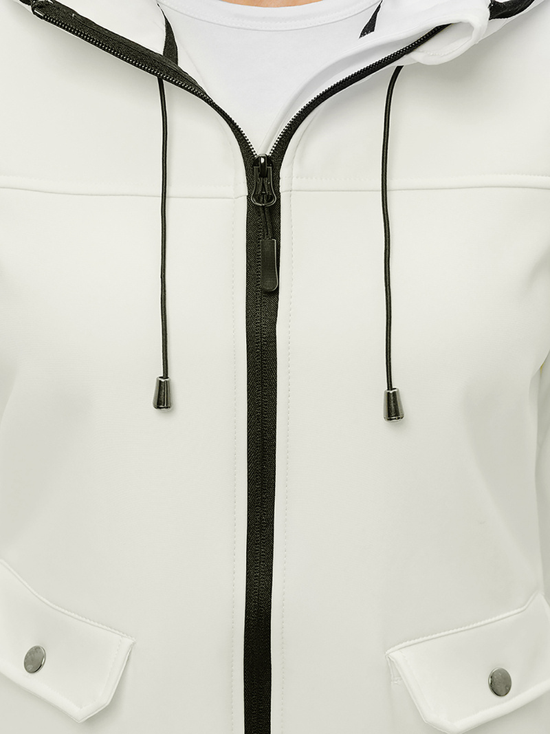 Kurtka softshell damska z kapturem biała OZONEE JS/HD182/45