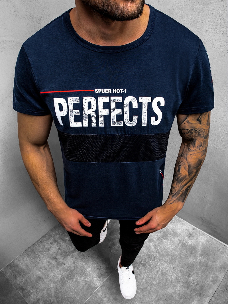 Футболка чоловіча Темно-Синя OZONEE JS/SS10908Z