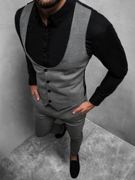 Komplet męski - kamizelka I spodnie chino grafitowy OZONEE DJ/5561