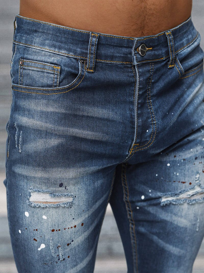 Spodnie jeansowe męskie ciemno-niebieskie OZONEE NB/MP0170BS