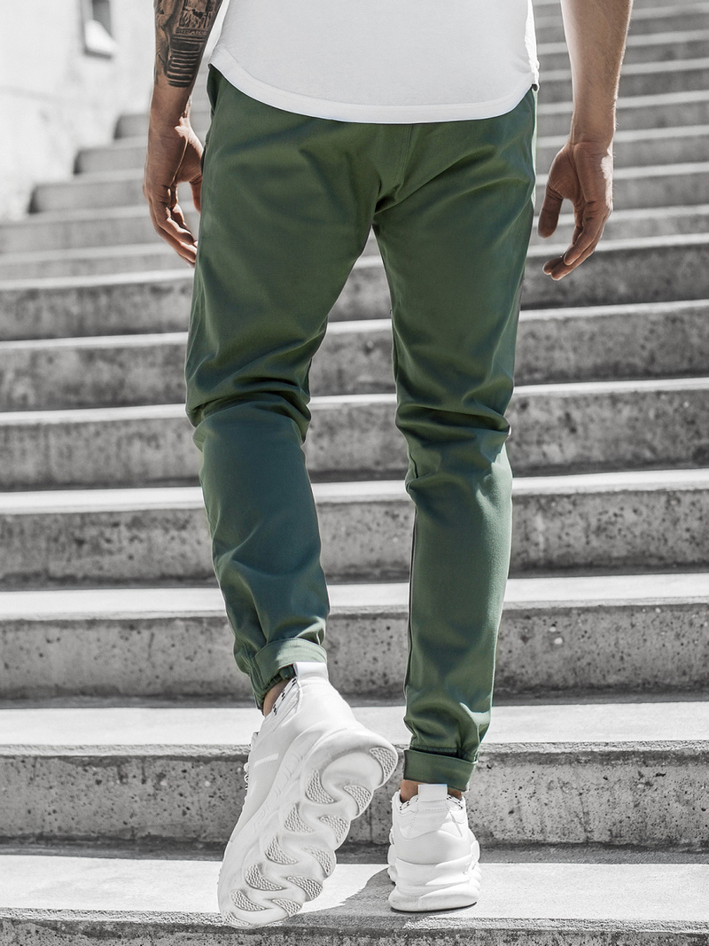 Spodnie męskie chino joggery khaki OZONEE G/11144