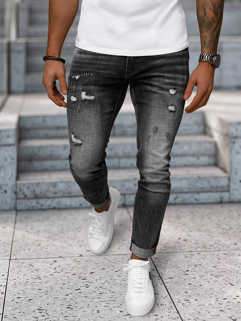 Spodnie jeansowe męskie czarne OZONEE NB/MP0169G