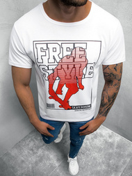 T-Shirt męski z nadrukiem biały OZONEE JS/KS2659