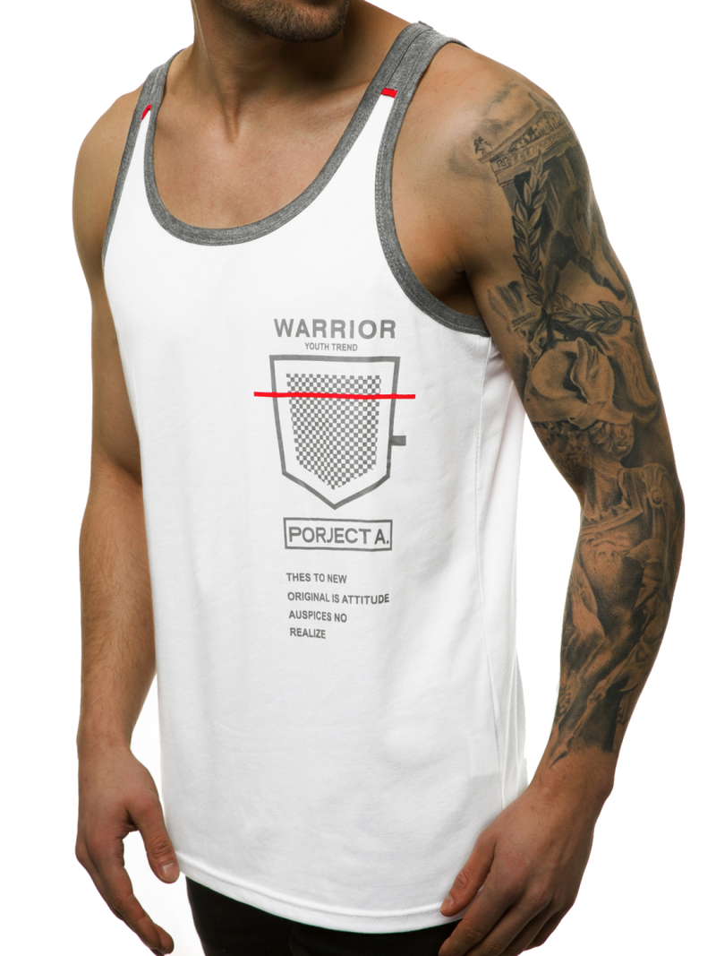 T-Shirt męski bez rękawów biały OZONEE JS/SS11076