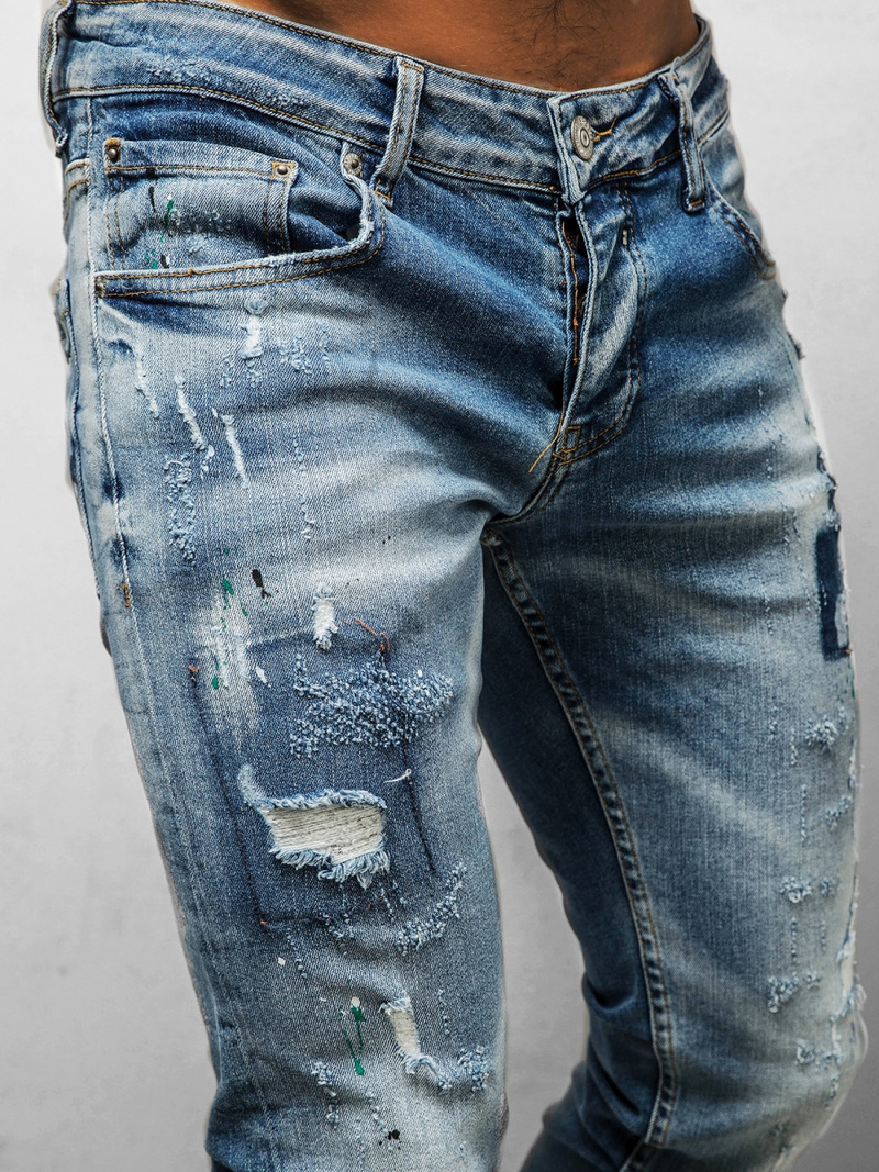 Spodnie jeansowe męskie niebieskie OZONEE B/20203077