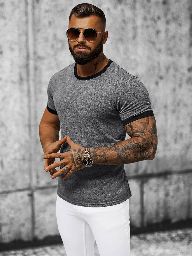 Футболка чоловіча графіт OZONEE JS/8T83/5Z