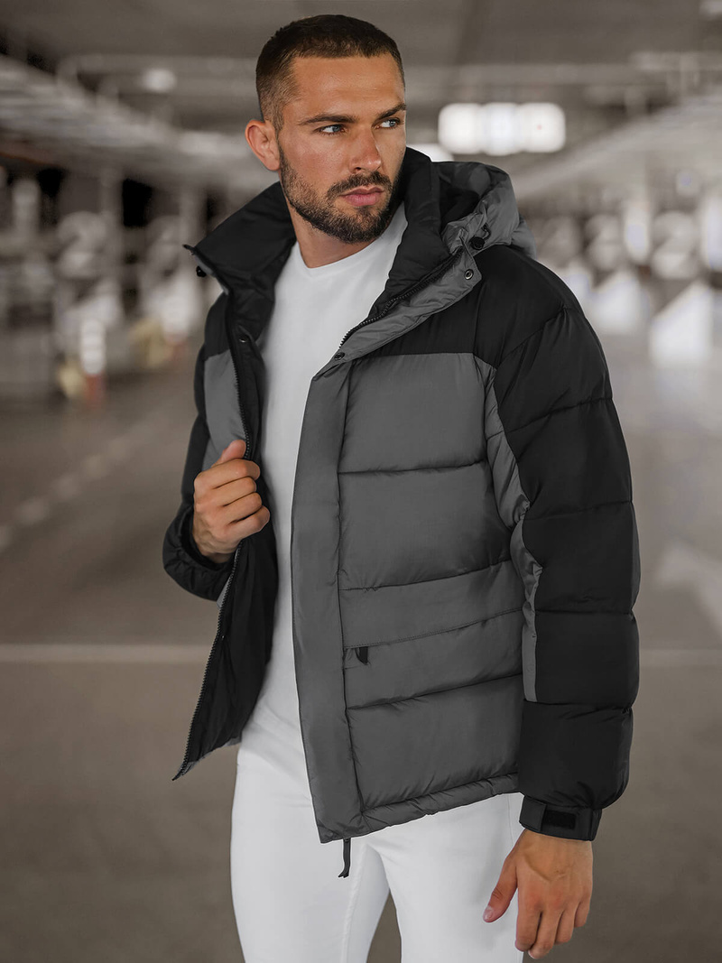 Kurtka zimowa męska pikowana szara OZONEE JS/31M5008Z