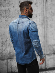 Koszula męska jeansowa ciemno-niebieska OZONEE NB/MC710BS