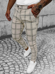 Spodnie męskie chino materiałowe beżowe OZONEE O/P4028