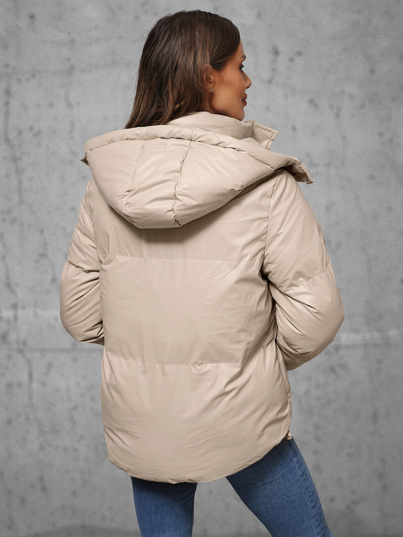 Kurtka zimowa damska pikowana beżowa OZONEE JS/5M3185/62