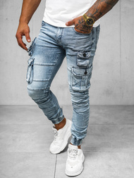 Spodnie jeansowe męskie joggery niebieskie OZONEE O/E9920