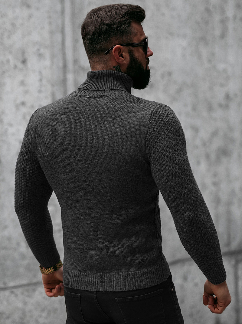 Sweter męski golf grafitowy OZONEE NB/MM6012/3Z