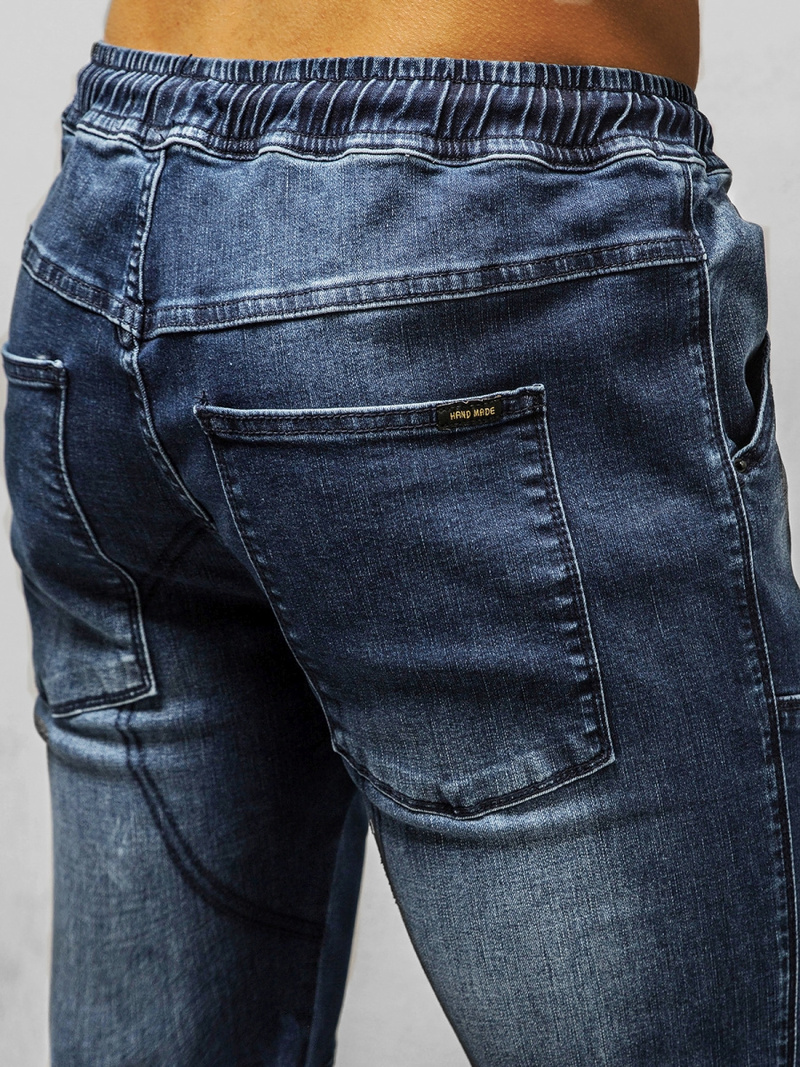 Spodnie jeansowe joggery męskie ciemno-niebieskie OZONEE NB/MP0011BS