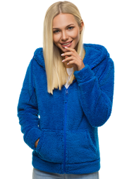 Bluza damska rozpinana z kapturem niebieska OZONEE JS/HH007/9