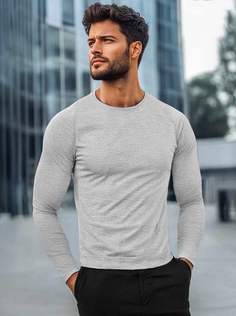 Сорочка з довгим рукавом чоловіча сірий OZONEE JS/2088